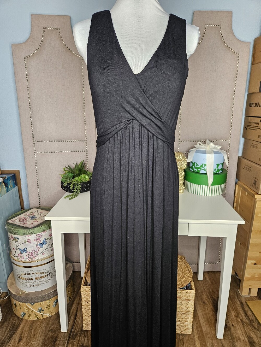 Soma Weekend Bra Top Sleeveless Soft Jersey Maxi Dress Black